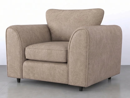 Cream leather armchair from Gamzo Outlet's Dillon full back leather sofa set, featuring plush cushioning and stylish design.