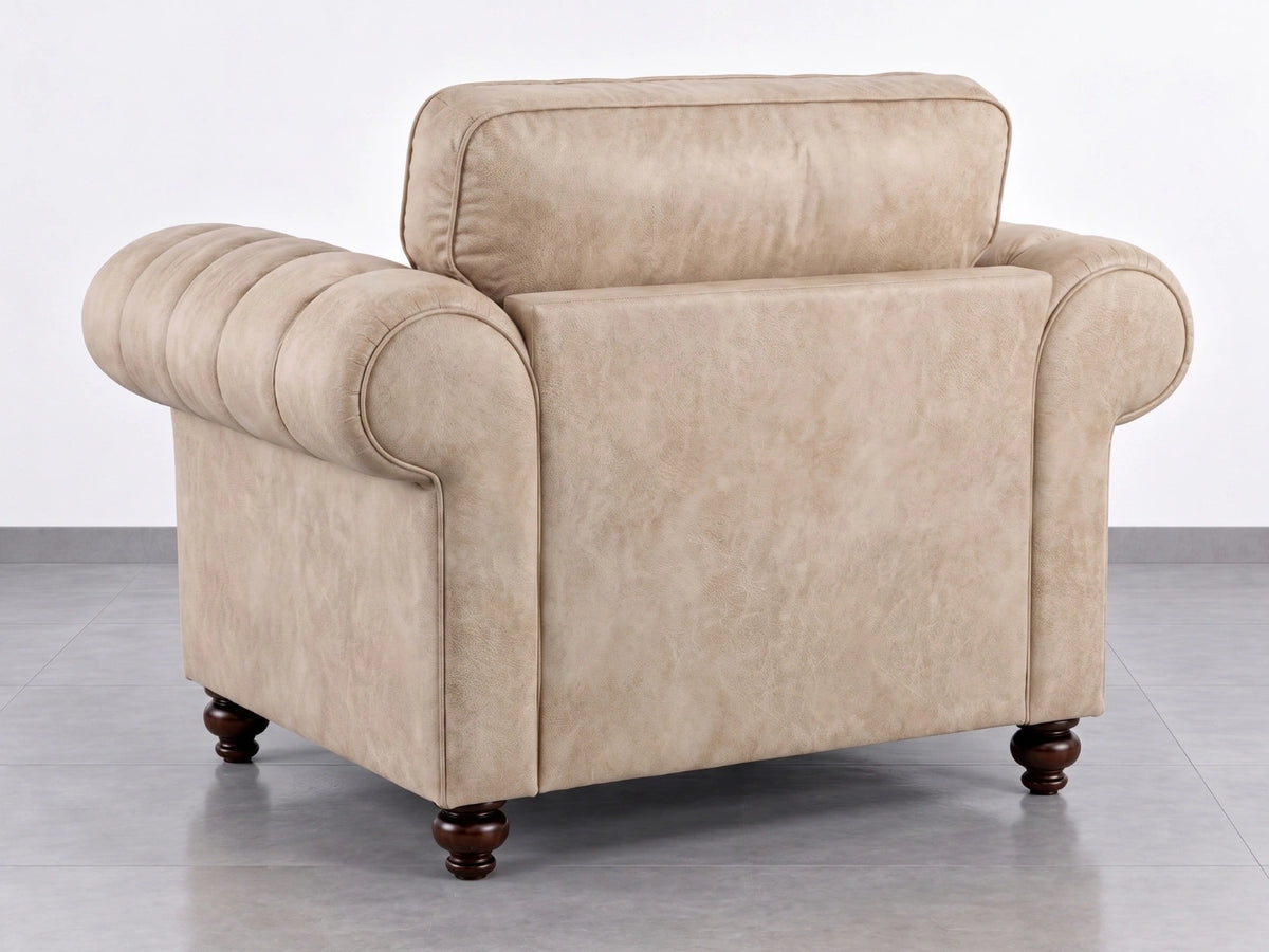 Cream leather armchair from Gamzo Outlet's Oakland full back sofa set, featuring plush cushioning and stylish design.