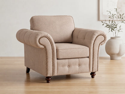 Cream leather armchair from the Oakland full back sofa set by Gamzo Outlet, featuring plush cushioning and elegant design.