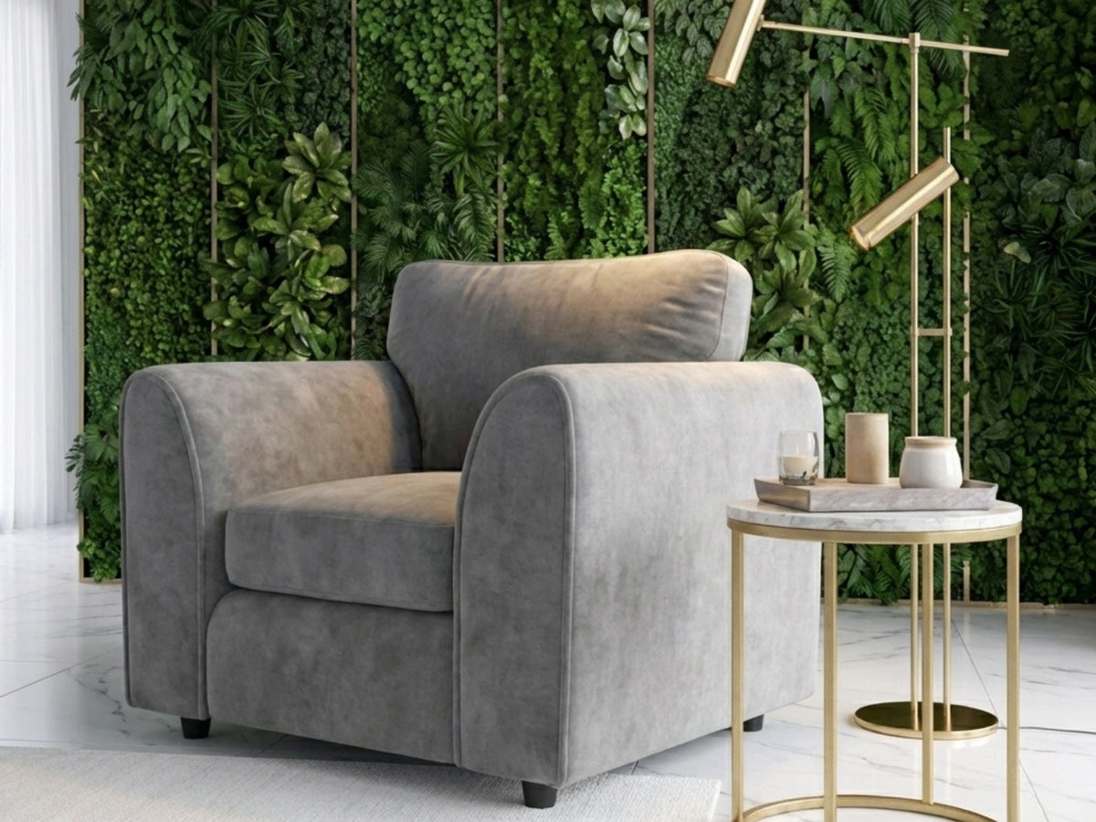 Plush Velvet Fabric Full Back Sofa Set