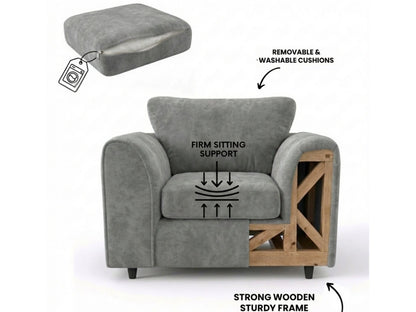 Plush Velvet Fabric Full Back Sofa Set
