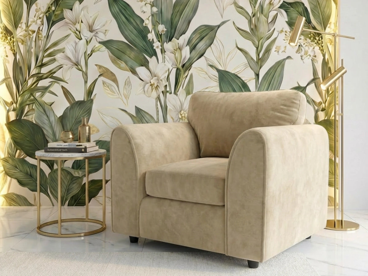 Plush Fabric Scatter Back Sofa Set