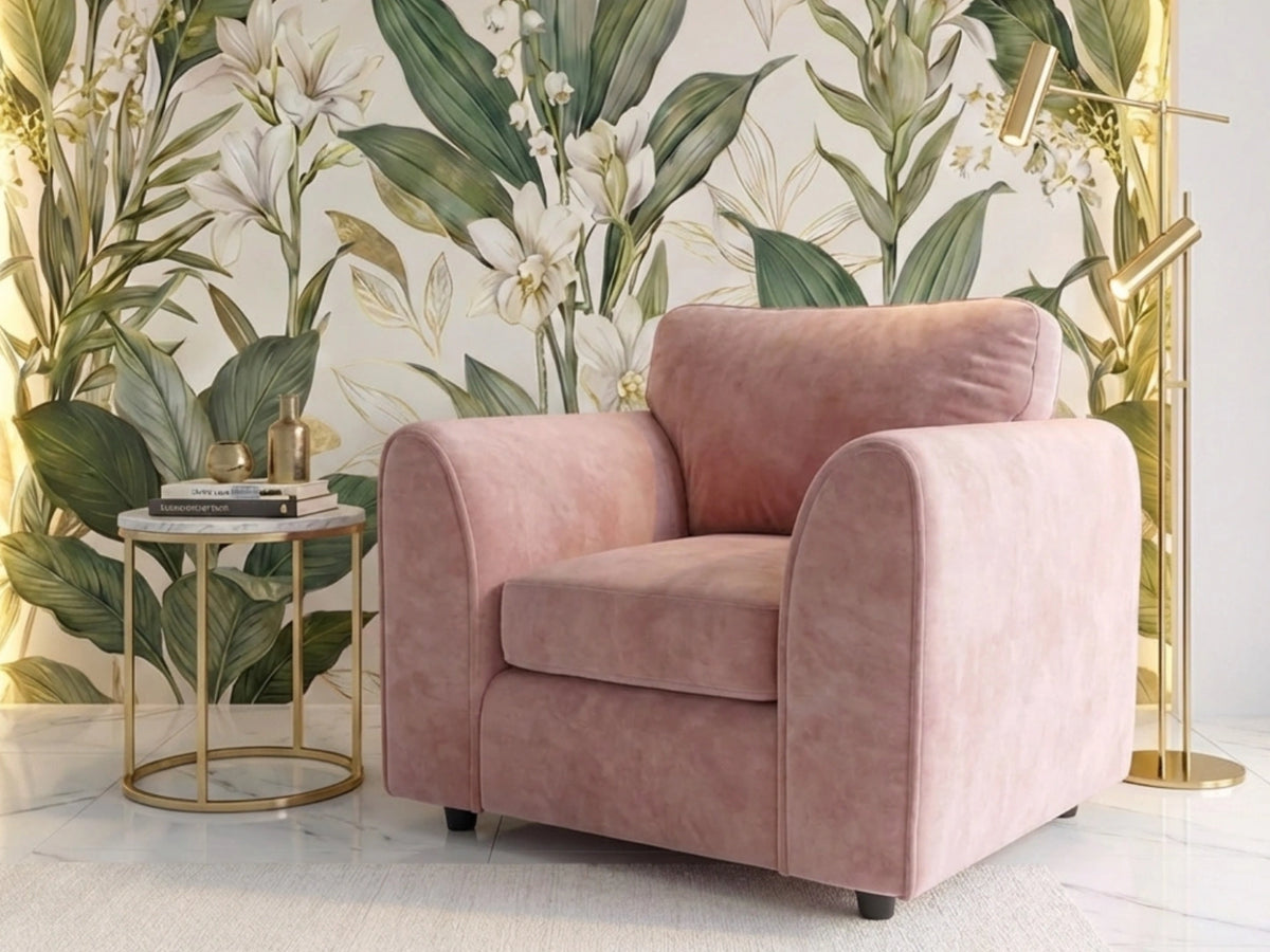 Plush Fabric Scatter Back Sofa Set
