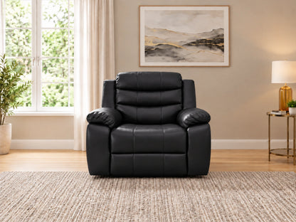 Black Gamzo Outlet Model R recliner sofa armchair with plush cushioning and modern design, ideal for comfortable living room seating.