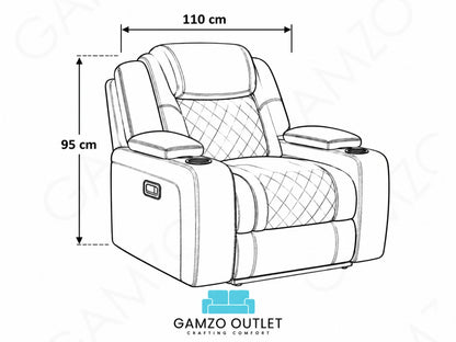 Black Model O electric recliner sofa by Gamzo Outlet, showing the plush armchair with reclined backrest and modern design.