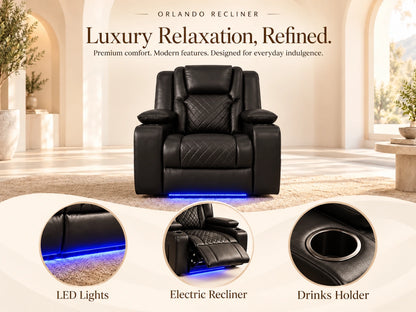 Black Model O electric recliner sofa by Gamzo Outlet with plush armrests and modern design, perfect for relaxing living room seating.