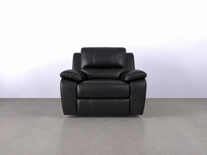 Black Model R recliner sofa armchair from Gamzo Outlet, showcasing a comfortable, plush seating design in a modern style.