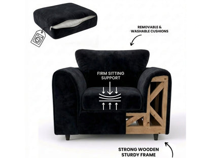Plush Fabric Scatter Back Sofa Set
