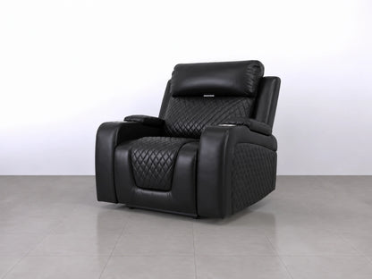 Black Model B electric recliner sofa by Gamzo Outlet, showing the plush armchair with reclining features and modern design.