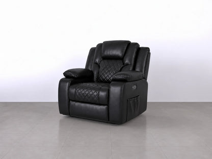 Black Model O electric recliner sofa by Gamzo Outlet, featuring plush armrests and modern design.