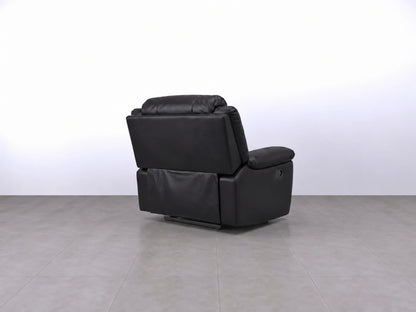 Black Model R Gamzo Outlet recliner sofa armchair with padded armrests and plush upholstery for comfortable seating.