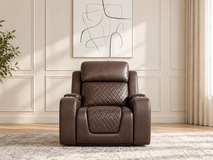 Brown Model B electric recliner sofa by Gamzo Outlet with plush armrests and modern design, perfect for comfortable living room seating.