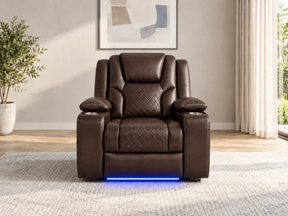Brown Model O electric recliner sofa by Gamzo Outlet, showcasing plush armrests and modern design.