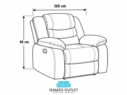 Brown Model R recliner sofa armchair by Gamzo Outlet, showcasing plush fabric and ergonomic design for comfortable seating.