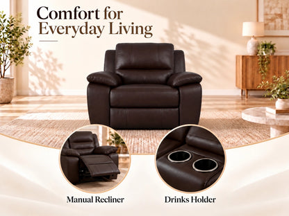 Brown Model R Recliner Sofa armchair by Gamzo Outlet with plush cushioning and a modern design.