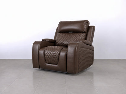 Brown Model B electric recliner sofa by Gamzo Outlet with plush armrests and modern design, perfect for comfortable living rooms.