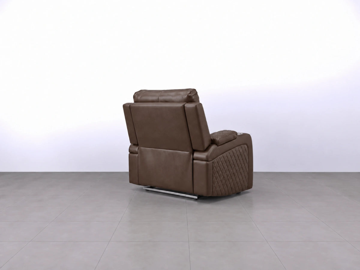 Brown Model B electric recliner sofa by Gamzo Outlet with plush armrests and modern design, perfect for comfortable living rooms.