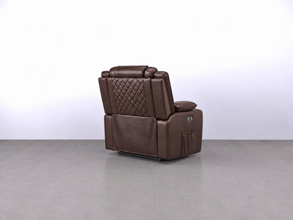 Brown Model O electric recliner sofa by Gamzo Outlet with plush armrests and modern design, perfect for comfortable lounging.