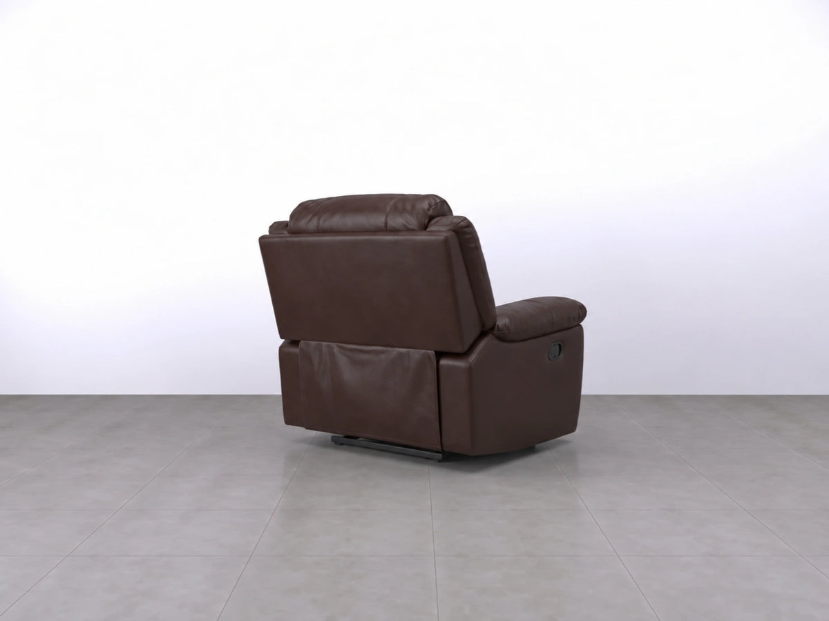 Brown Model R recliner sofa armchair by Gamzo Outlet with plush cushioning and a modern design.
