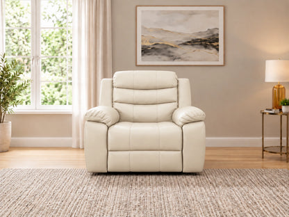 Cream Model R Recliner Sofa armchair by Gamzo Outlet with plush cushioning and stylish design, shown in a cozy living room setting.