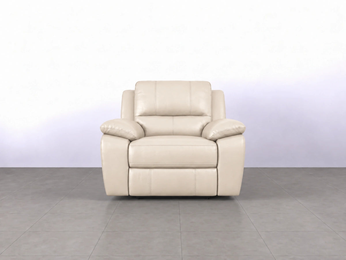Cream armchair from Gamzo Outlet Model R Recliner Sofa, featuring plush upholstery and comfortable design for relaxing seating.