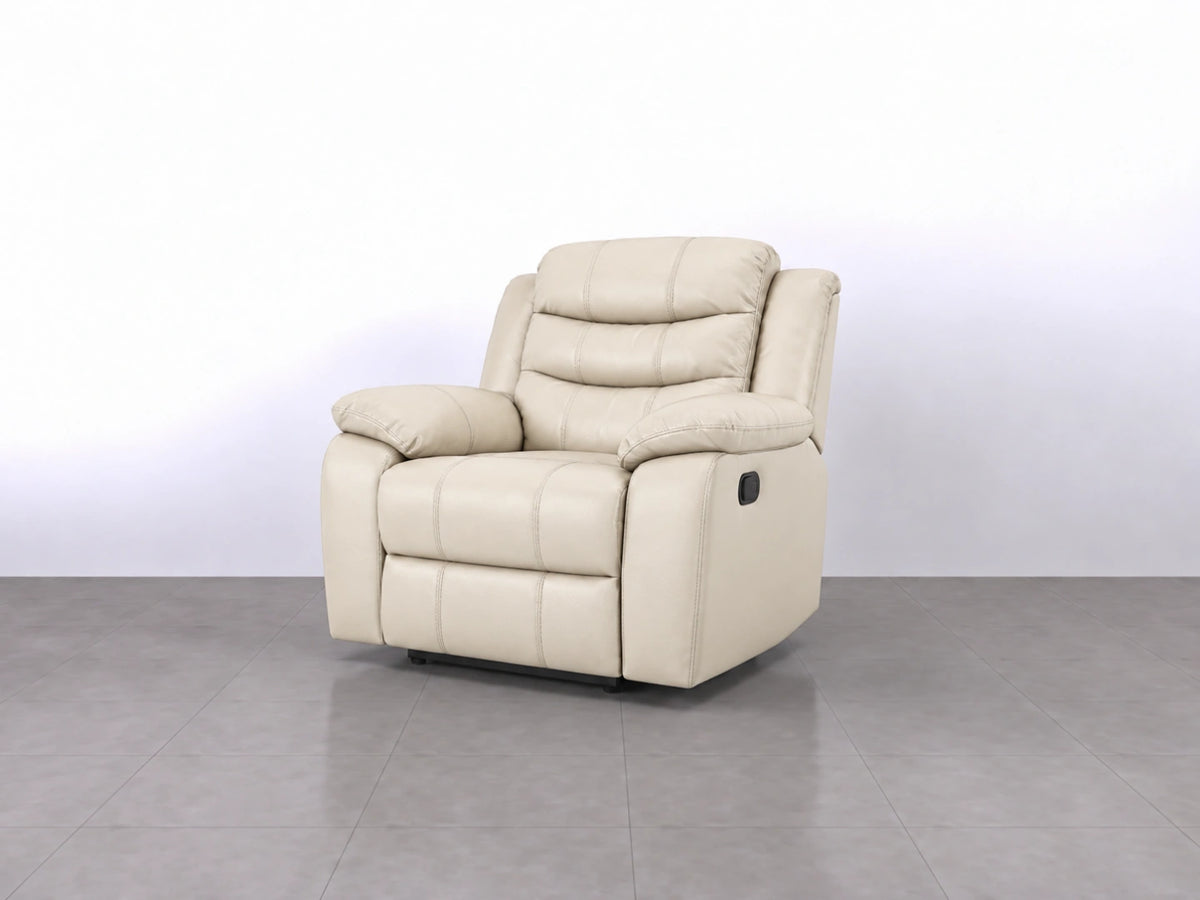 Cream-colored Model R recliner sofa armchair from Gamzo Outlet with plush cushioning and modern design.