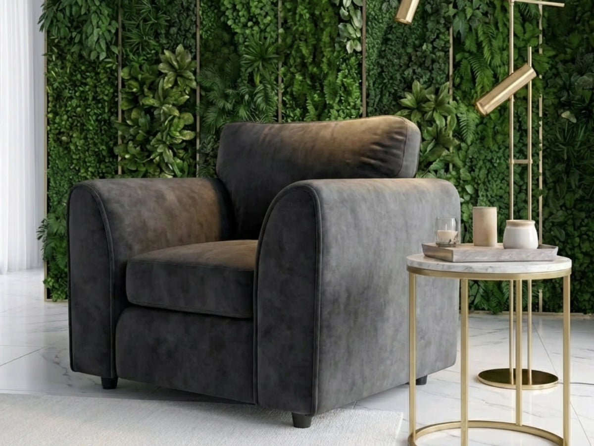 Plush Velvet Fabric Full Back Sofa Set