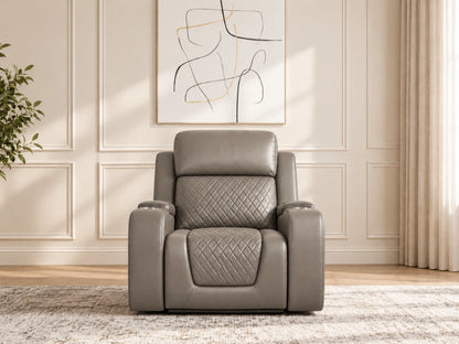 Grey Model B electric recliner sofa by Gamzo Outlet with plush armrests and modern design, perfect for relaxing.