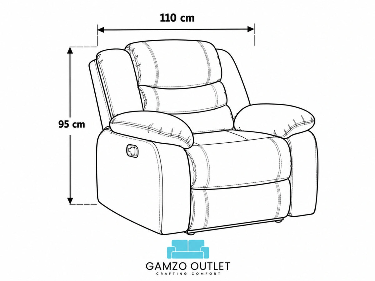 Grey Model R recliner sofa armchair by Gamzo Outlet with plush cushioning and modern design, perfect for living room comfort.