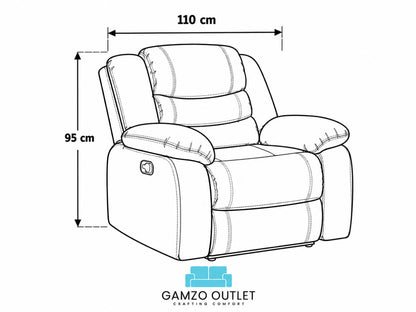 Grey Model R recliner sofa armchair by Gamzo Outlet with plush cushioning and modern design, perfect for living room comfort.