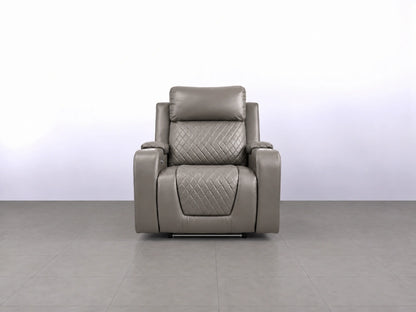 Grey Model B electric recliner sofa by Gamzo Outlet with plush armrests and modern design, perfect for relaxing living room seating.