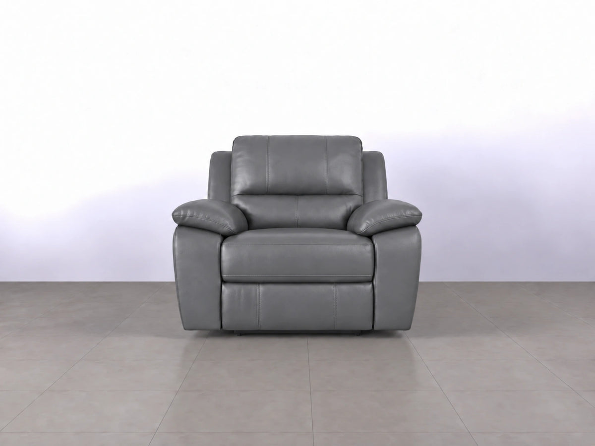 Grey Model R recliner sofa armchair by Gamzo Outlet with plush cushioning and modern design.