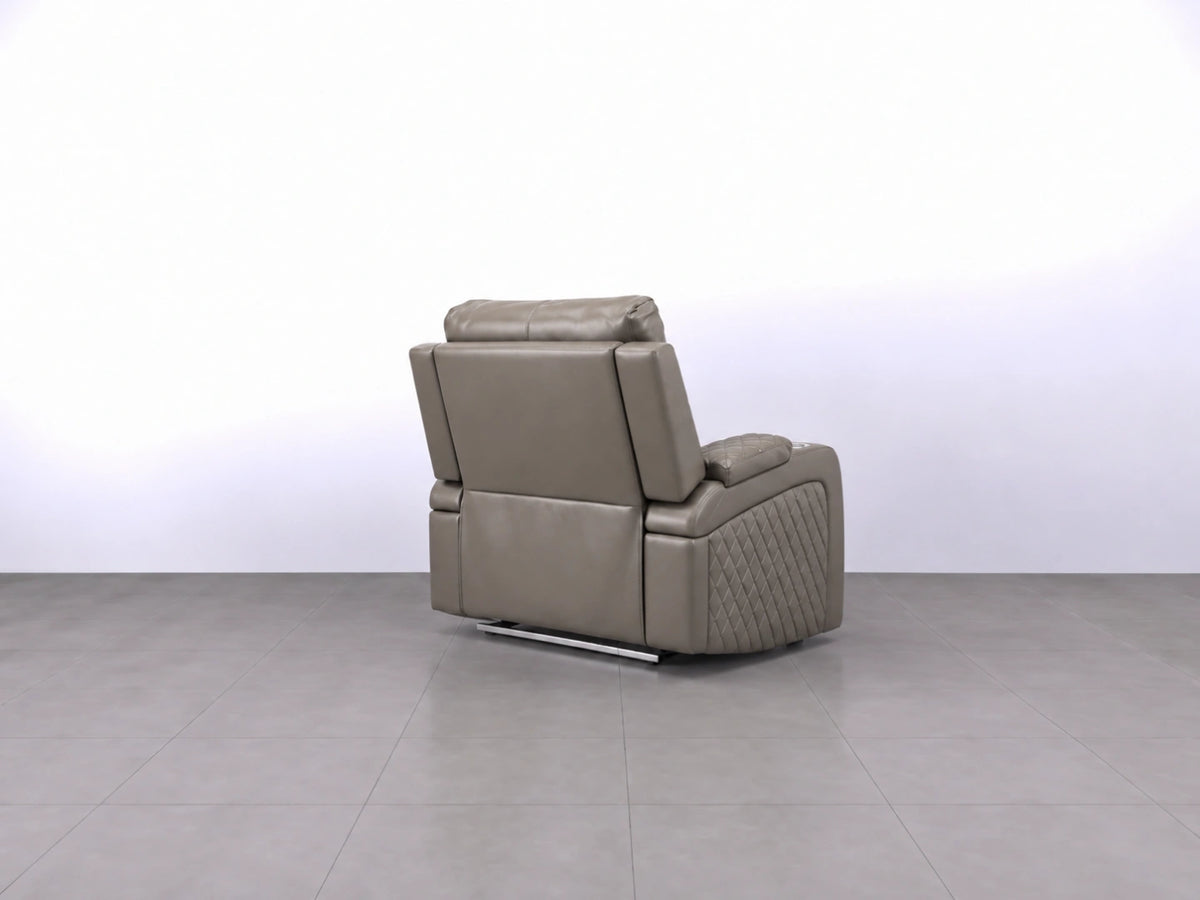 Grey Model B electric recliner sofa by Gamzo Outlet with plush armrests and modern design, ideal for relaxing living room seating.