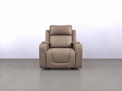 Mocha Model B electric recliner sofa by Gamzo Outlet with plush armchair and padded cushions, designed for comfort and relaxation.