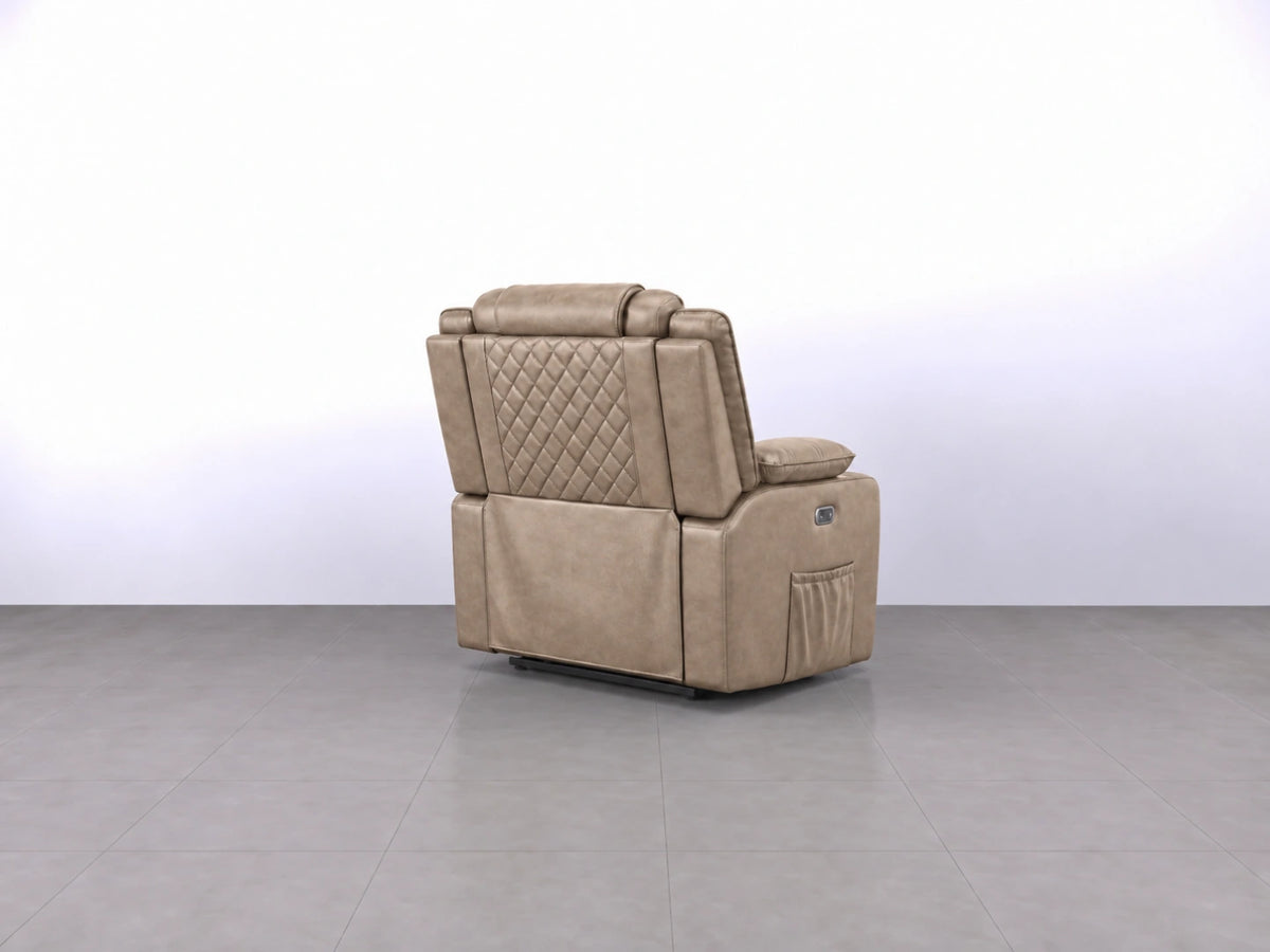 Mocha Model O electric recliner sofa by Gamzo Outlet featuring plush armrests and modern design, perfect for living room comfort.