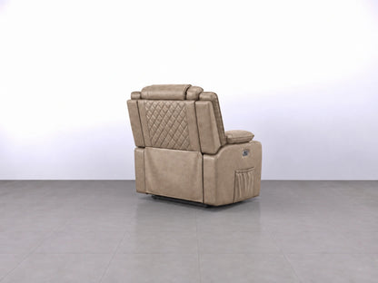 Mocha Model O electric recliner sofa by Gamzo Outlet featuring plush armrests and modern design, perfect for living room comfort.