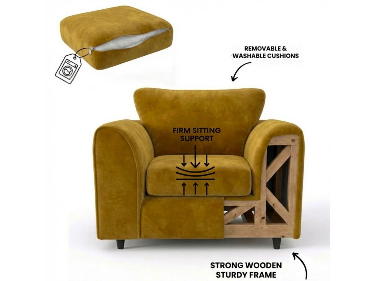 Plush Fabric Scatter Back Sofa Set