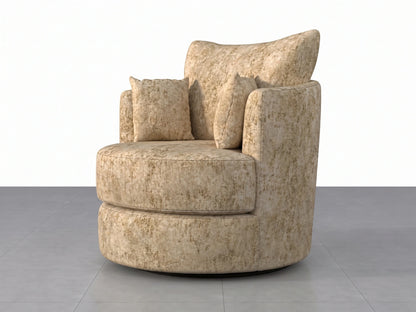 Beige Gamzo Outlet Alaska Fabric Swivel Chair with cushioned seat and backrest, modern design for living room or office use.
