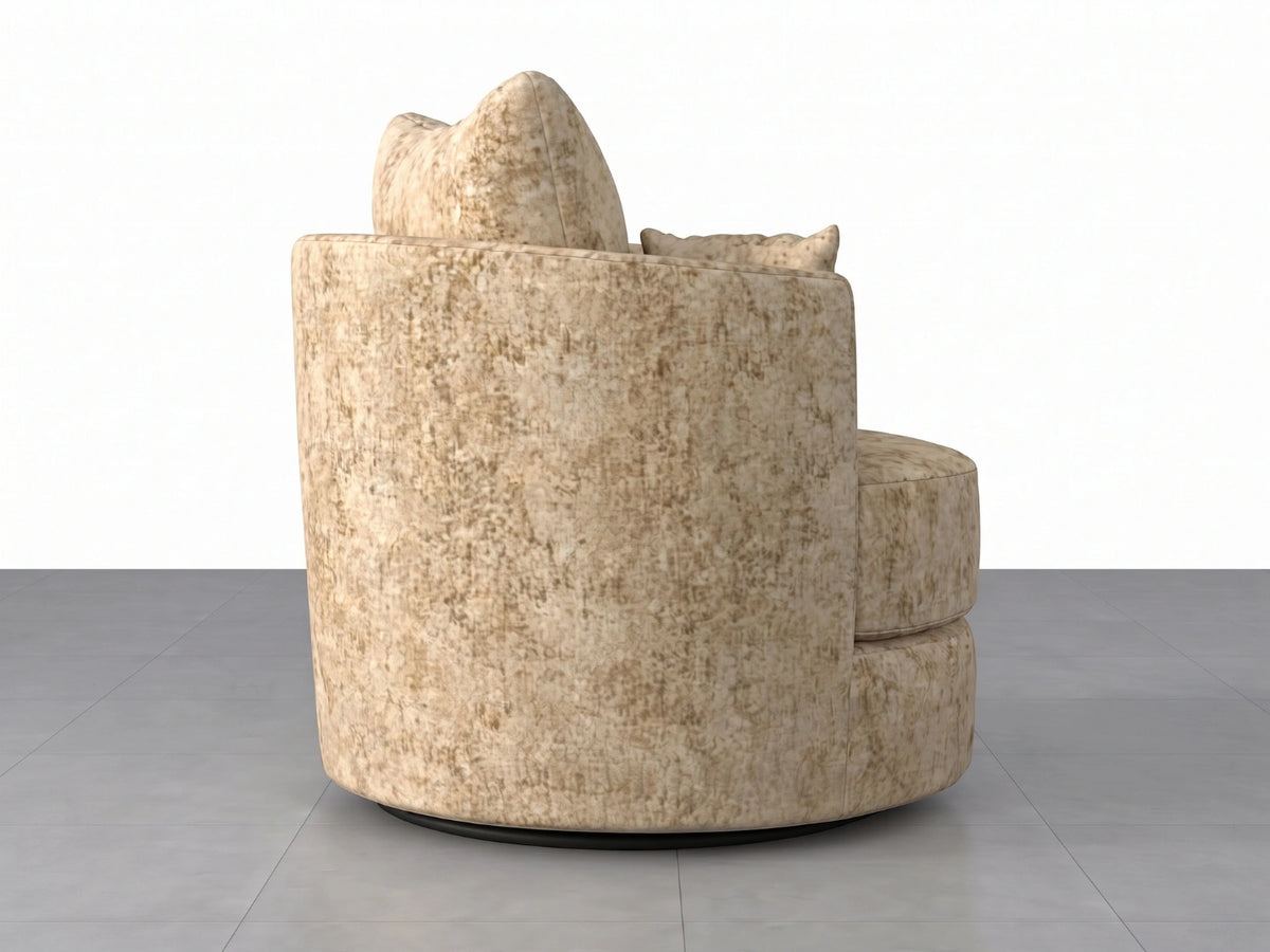 Beige Gamzo Outlet Alaska Fabric Swivel Chair with cushioned seat and backrest, featuring a modern design and metal base.