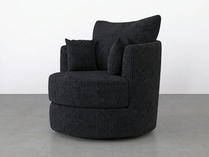 Black jumbo cord fabric swivel chair from Gamzo Outlet, designed for corner sofa arrangements, with a comfortable and modern look.