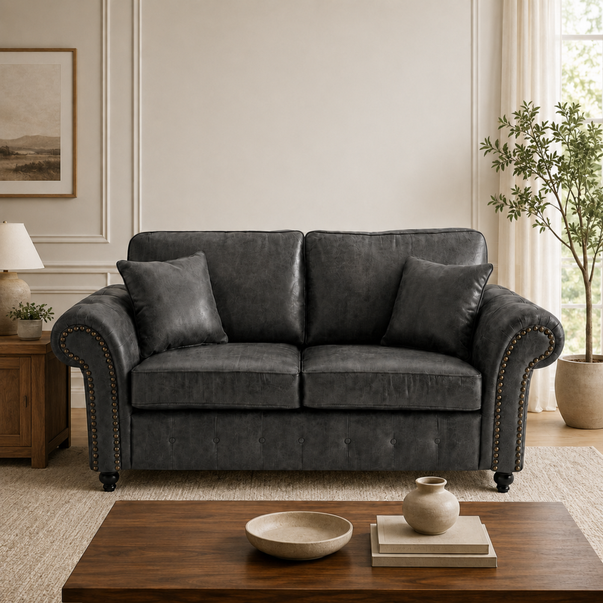 Oakland Full Back 2 Seater Leather Sofa
