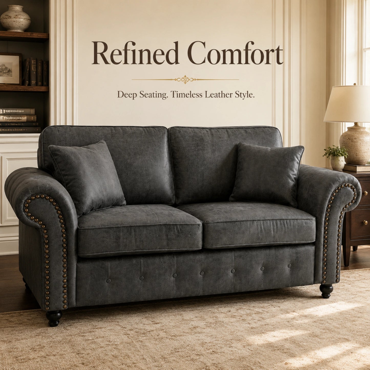 Oakland Full Back 2 Seater Leather Sofa