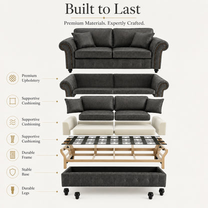 Oakland Full Back 2 Seater Leather Sofa