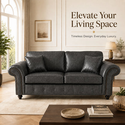 Oakland 3 Seater Full Back Leather Sofa