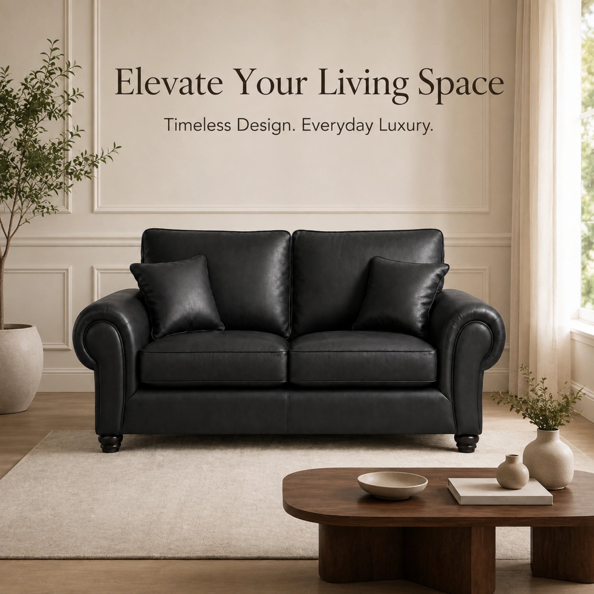 Black 3 Seater