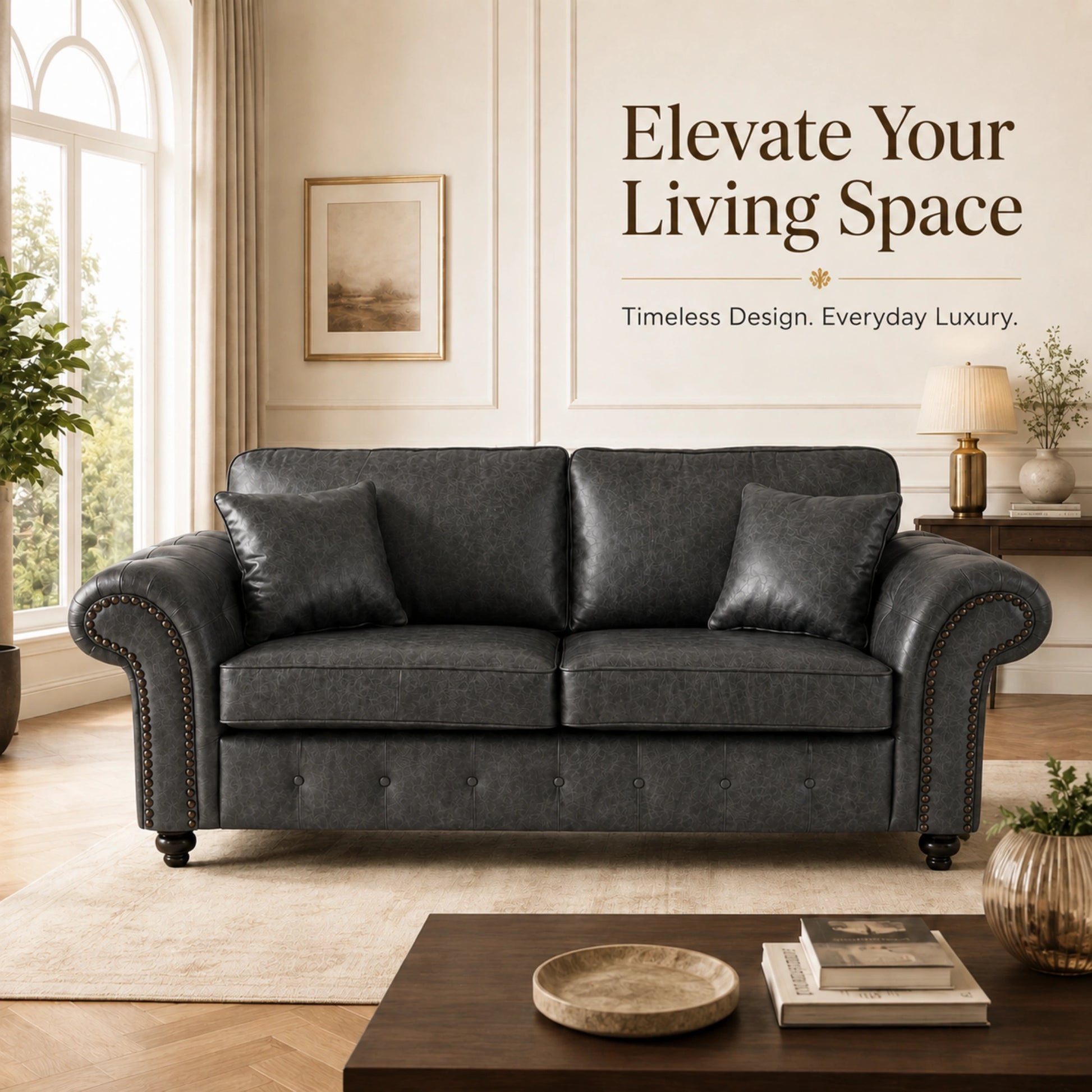 Black 3 seater