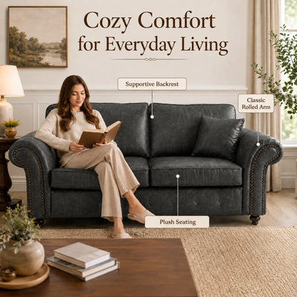 Oakland 3 Seater Full Back Leather Sofa