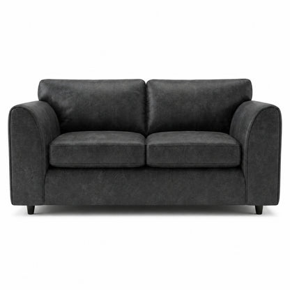 Black Dillon 3 Seater full-back leather sofa by Gamzo Outlet, showcasing plush cushioning and sleek design.