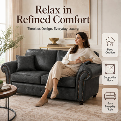 Oakland 3 Seater Full Back Leather Sofa