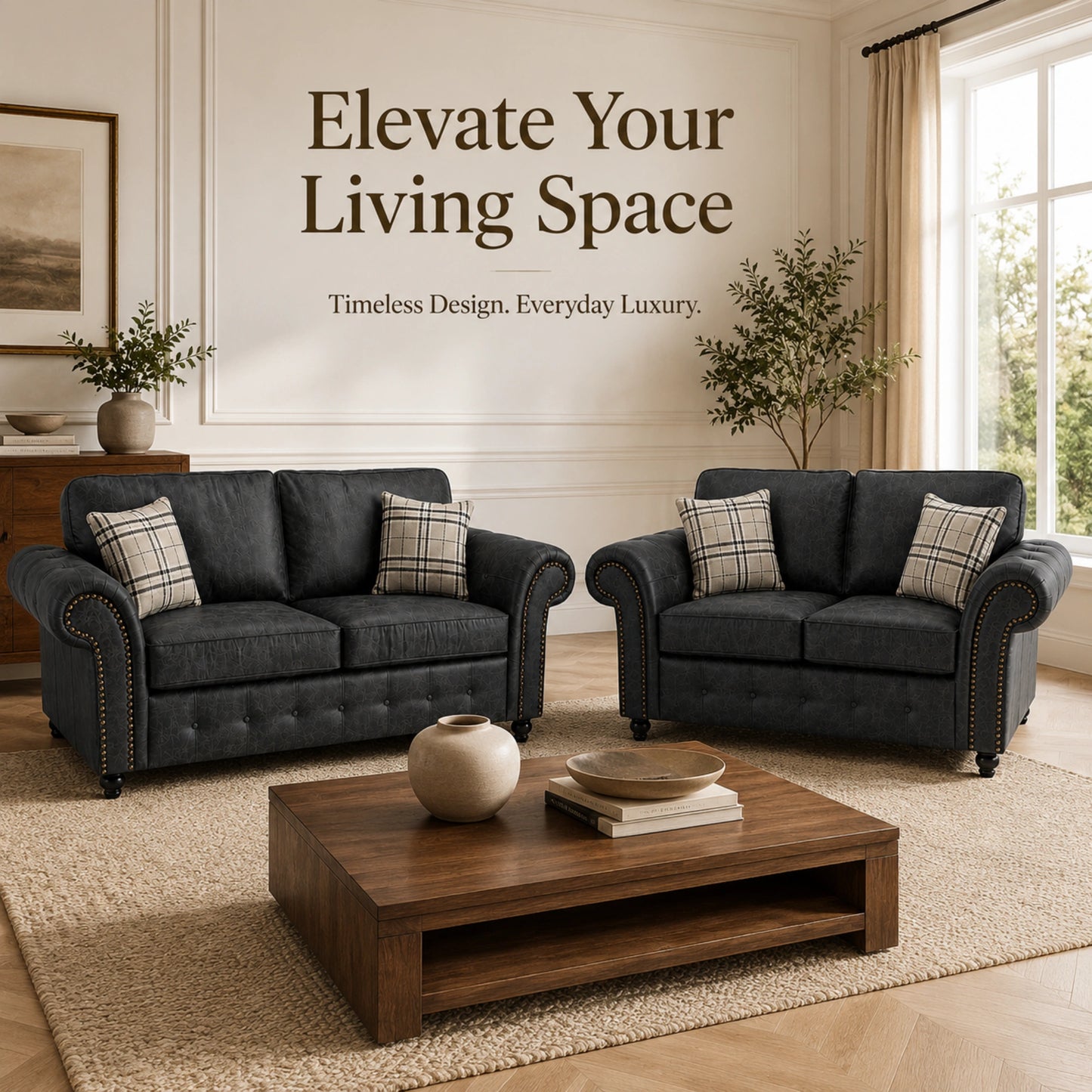 Black 3+2 Seater